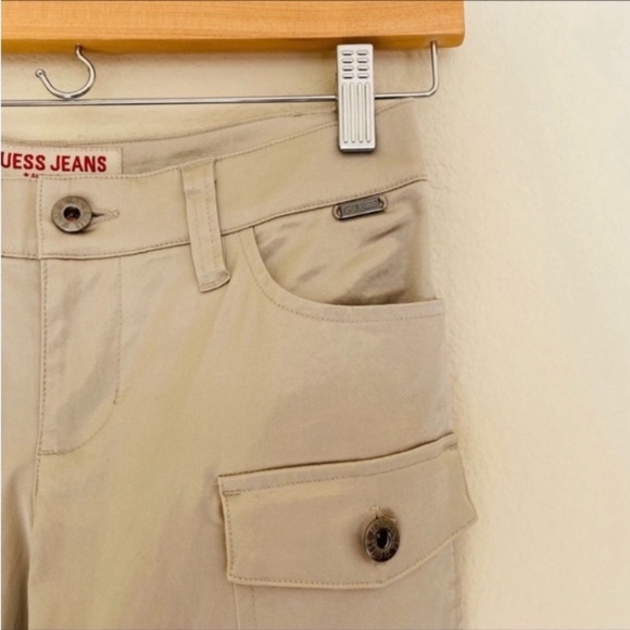 Y2K GUESS Jeans Khaki Tan Cargo Pants SZ 26 - Picture 3 of 4